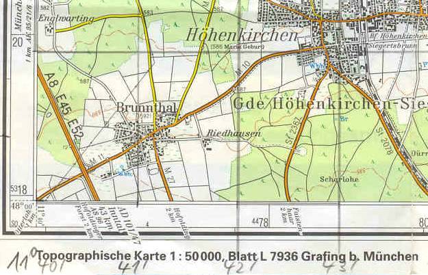 Topographische Karte mit Gau-Krger (German Grid)